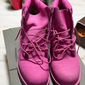 Timberland Women's Bright Pink Combat Boots